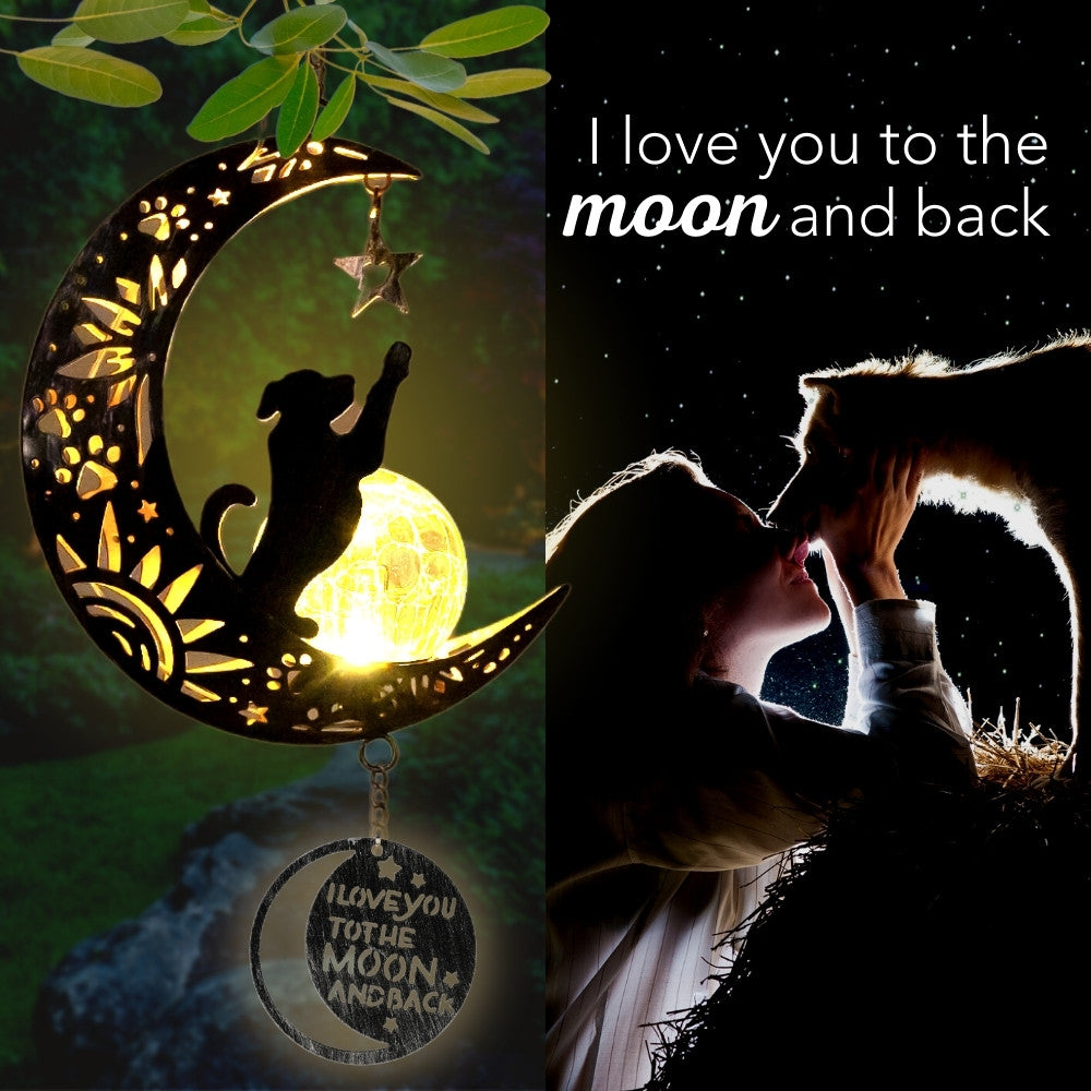 iHeartDogs - I Love You To The Moon & Back- The Ultimate Garden Solar Lantern for Dog Lovers -Faire