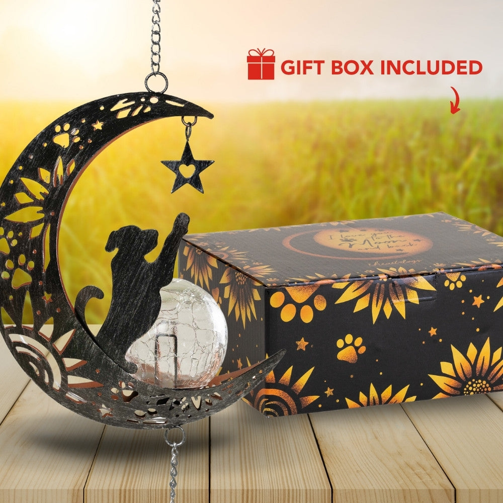 iHeartDogs - I Love You To The Moon & Back- The Ultimate Garden Solar Lantern for Dog Lovers -Faire