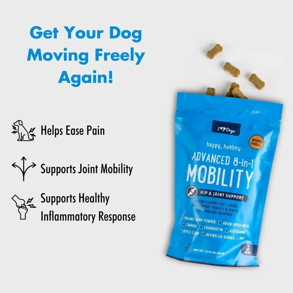 BUY 2 BAGS & SAVE iHeartDogs Hip and Joint Supplement for Dogs - Advanced 8-in-1 Dog Joint Supplement Chews with Glucosamine, Chondroitin, Turmeric & MSM - Bacon Flavor, 90 Count