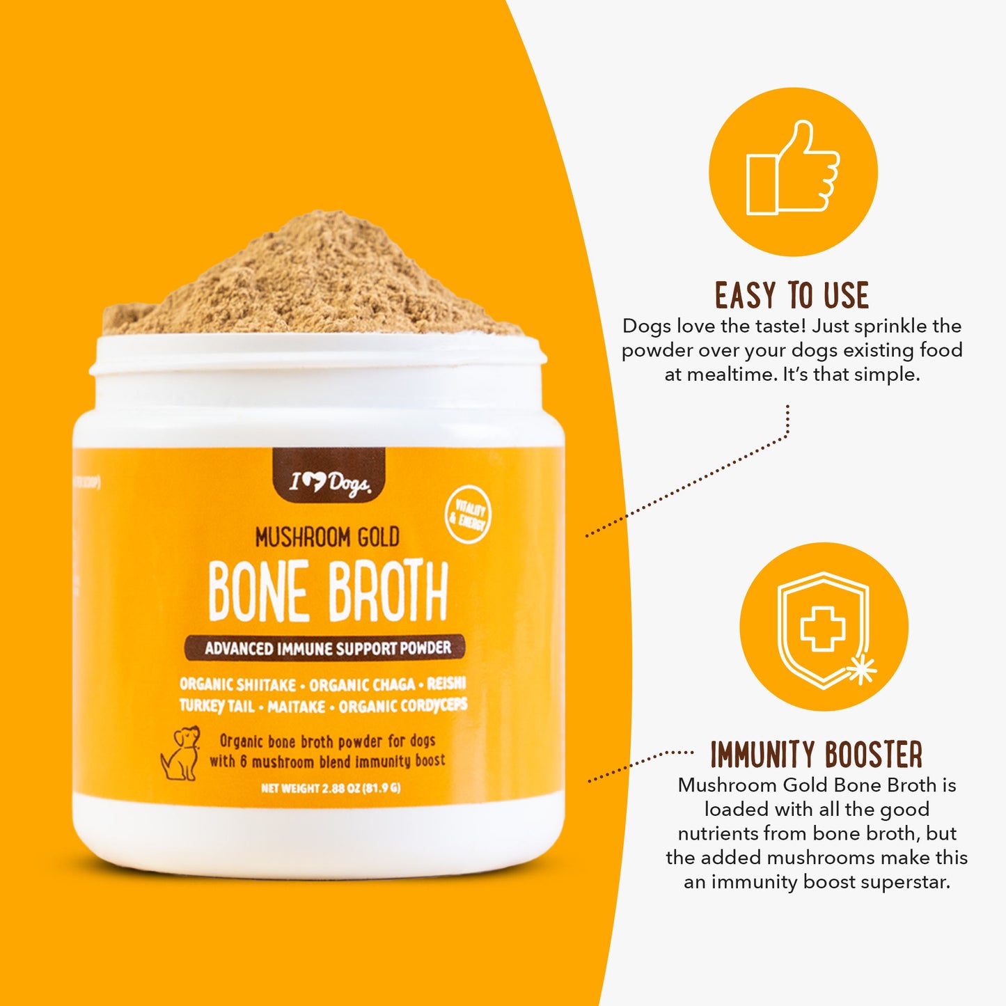 BUY 3 BAGS AND SAVE Mushroom Bone Broth For Dogs Immune Support Powder
