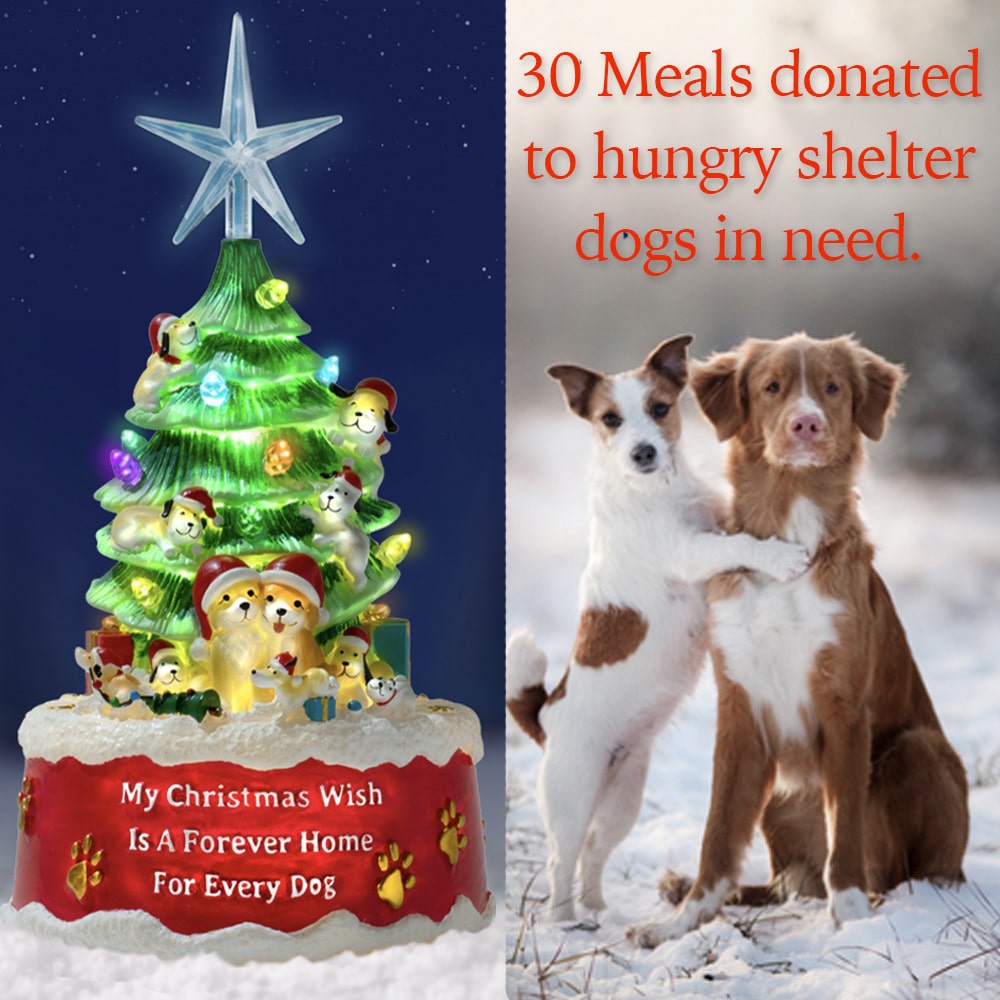 My Christmas Wish Is A Forever Home For Every Dog- Hand Crafted Light Up Resin Christmas Tree