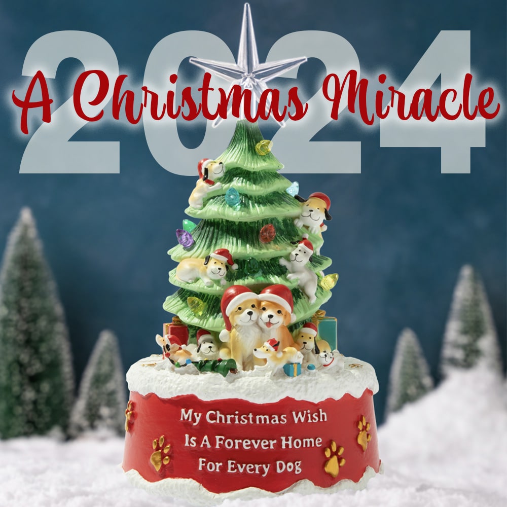 My Christmas Wish Is A Forever Home For Every Dog- Hand Crafted Light Up Resin Christmas Tree