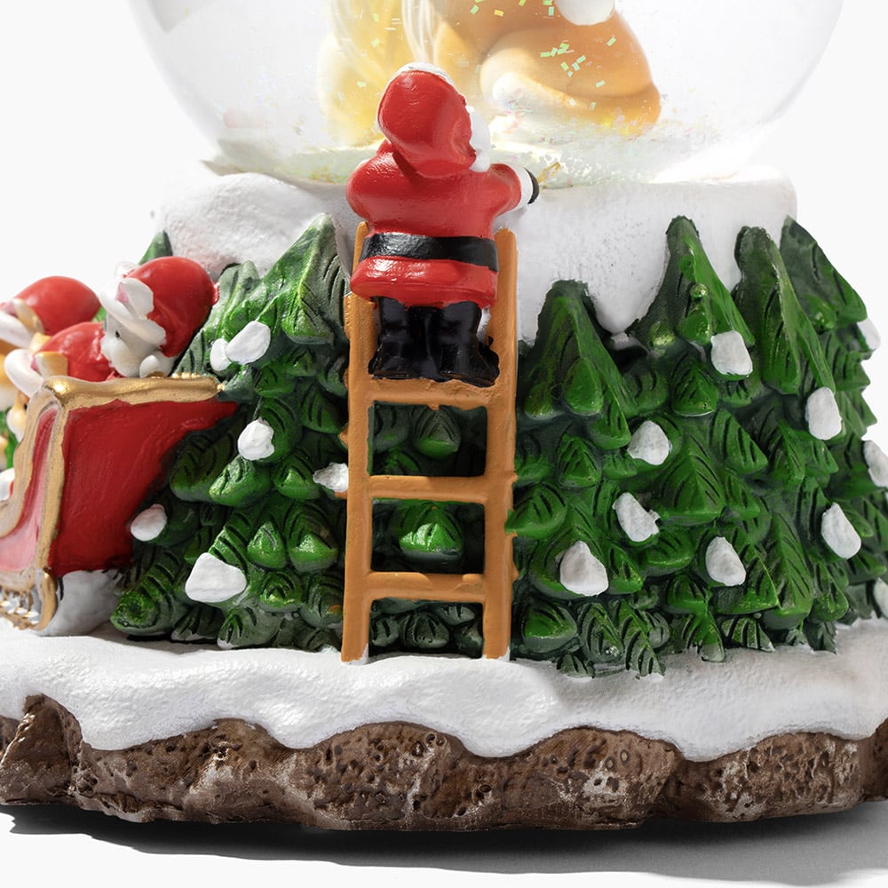 Home For The Holidays Christmas Musical, Water Glittering Cat Snow Globe – Plays 7 Traditional Holiday Songs Including Jingle Bells & Color Changing Lights -Faire