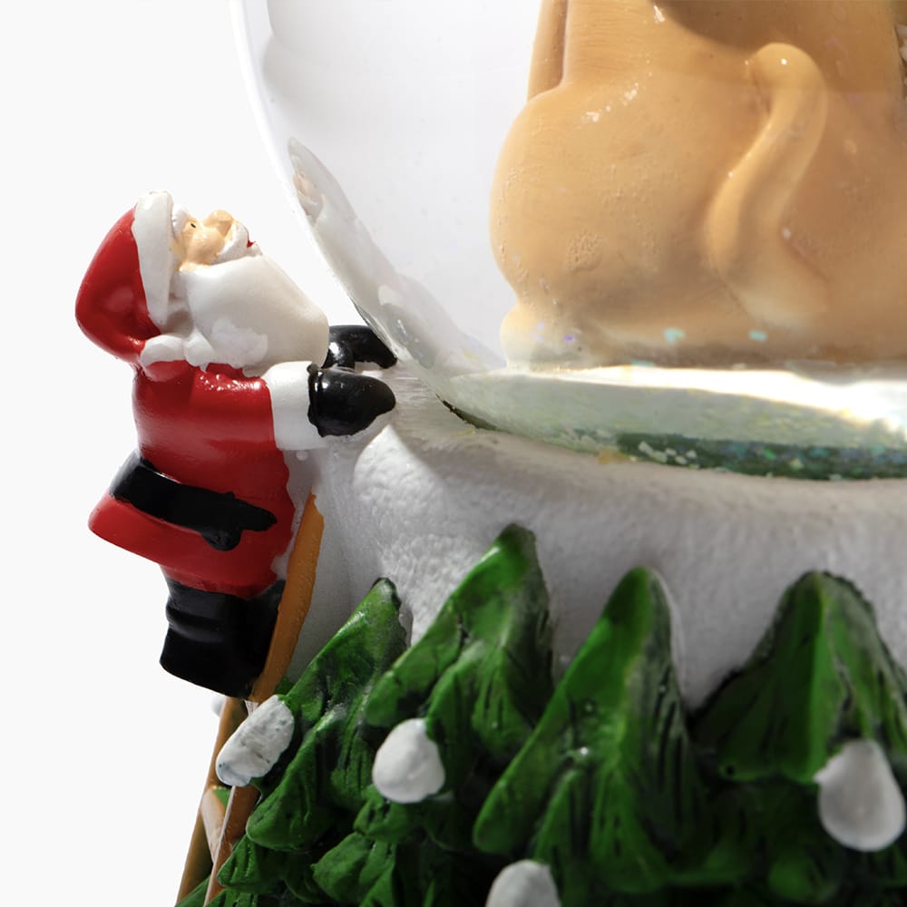 Home For The Holidays Christmas Musical, Water Glittering Dog Snow Globe – Plays 7 Traditional Holiday Songs Including Jingle Bells & Color Changing Lights -Faire
