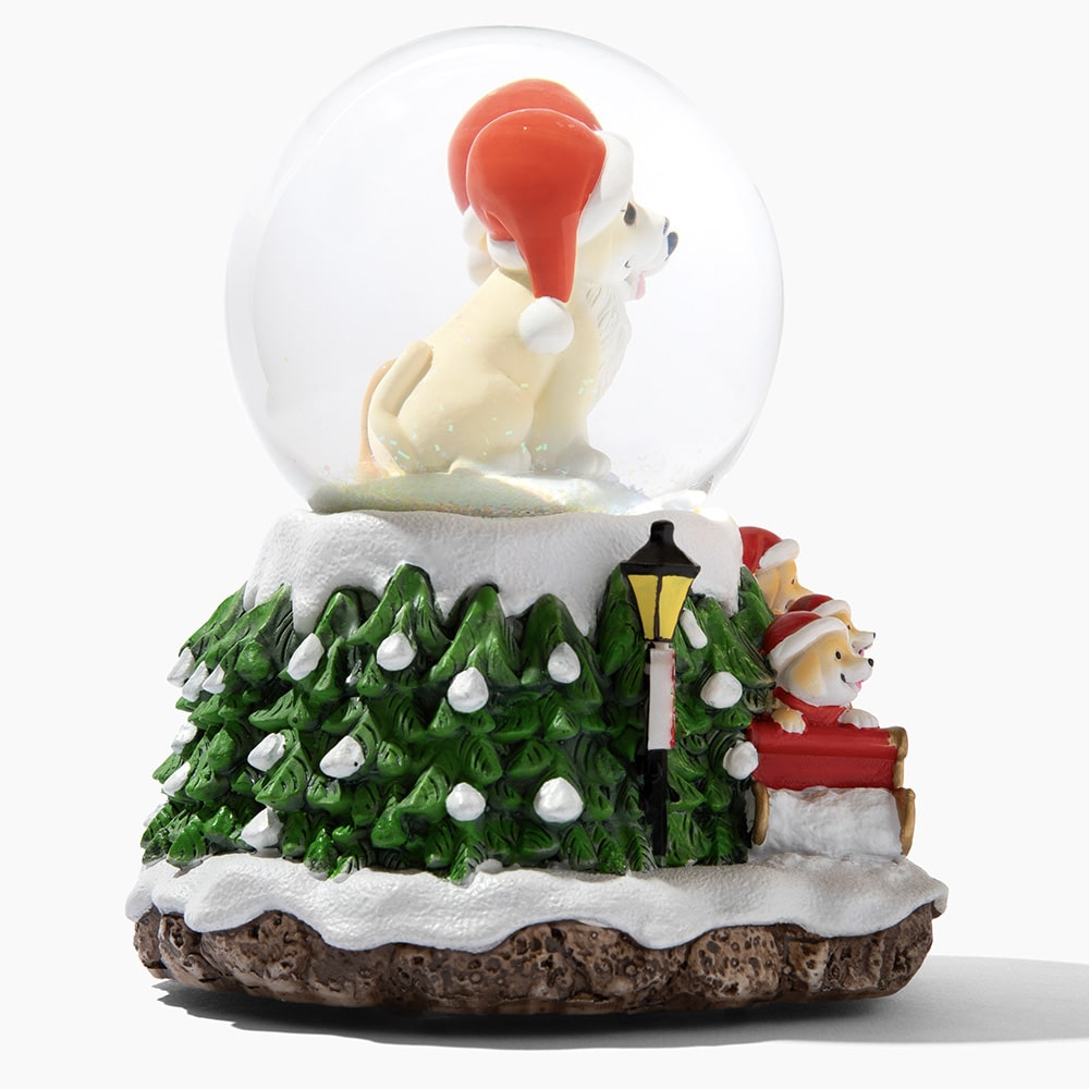 Home For The Holidays Christmas Musical, Water Glittering Dog Snow Globe – Plays 7 Traditional Holiday Songs Including Jingle Bells & Color Changing Lights -Faire