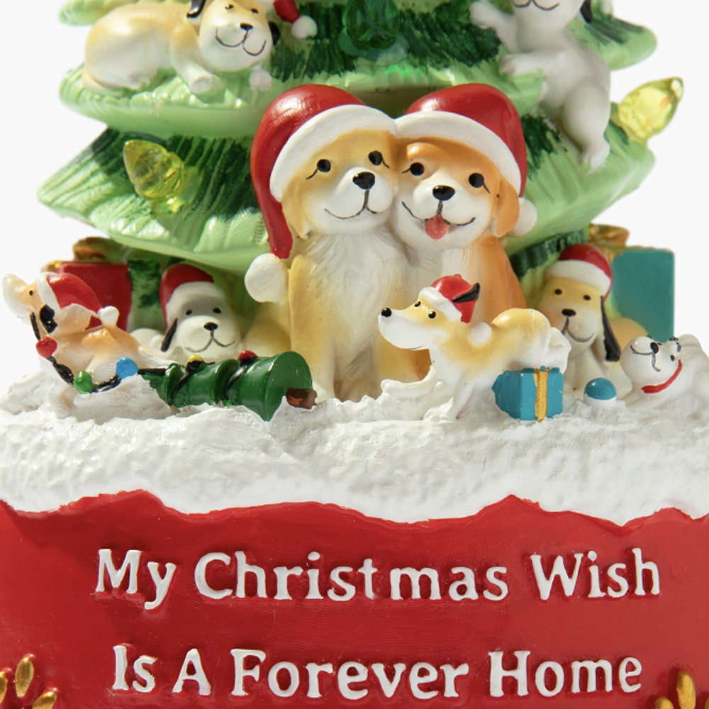 My Christmas Wish Is A Forever Home For Every Dog- Hand Crafted Light Up Resin Christmas Tree
