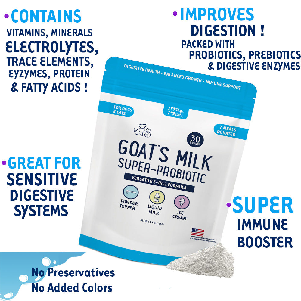 BUY 3 BAGS & SAVE iHeartDogs Milk 3-In-1 Dog Food Topper Boost- Ice Cream - Liquid Milk with Probiotics