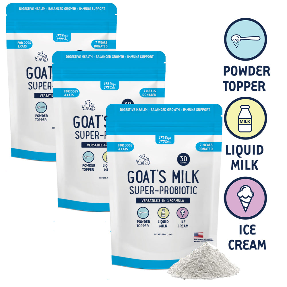 BUY 3 BAGS & SAVE iHeartDogs Milk 3-In-1 Dog Food Topper Boost- Ice Cream - Liquid Milk with Probiotics