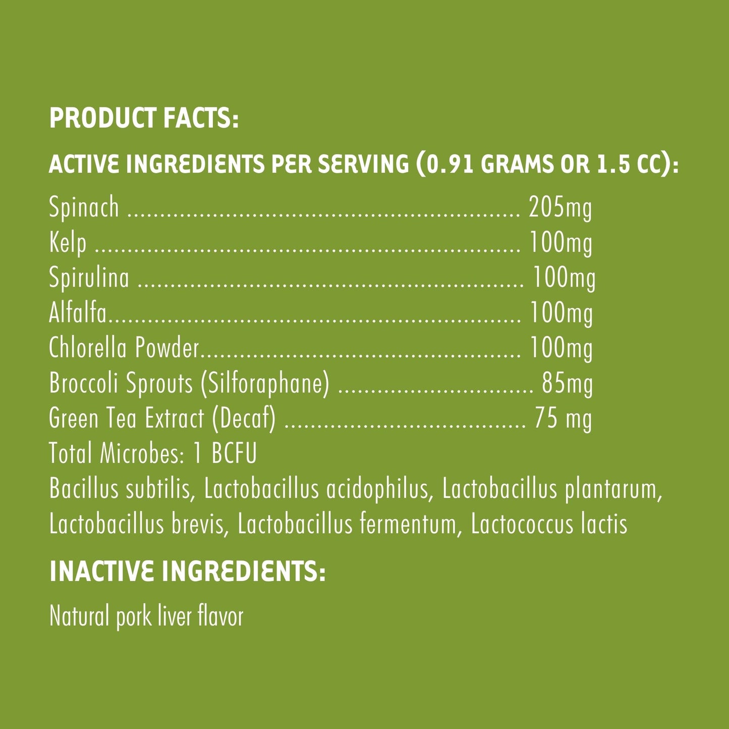 Super-Greens: Vitamin, Mineral & Probiotic Supplement for Dogs with Spirulina, Kelp, Green Tea, Spinach, Chlorella, & Brocolli Sprouts - 90 Scoops