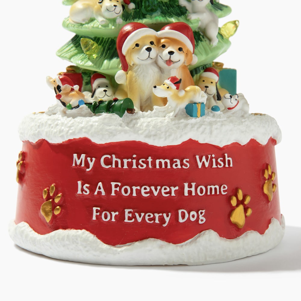My Christmas Wish Is A Forever Home For Every Dog- Hand Crafted Light Up Resin Christmas Tree