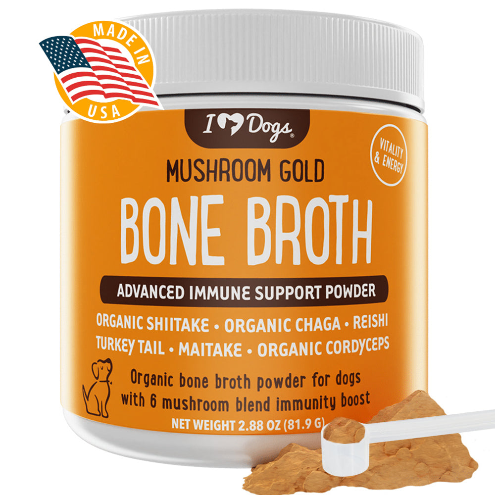 iHeartDogs Mushroom Bone Broth For Dogs Immune Support Powder - 90 scoops
