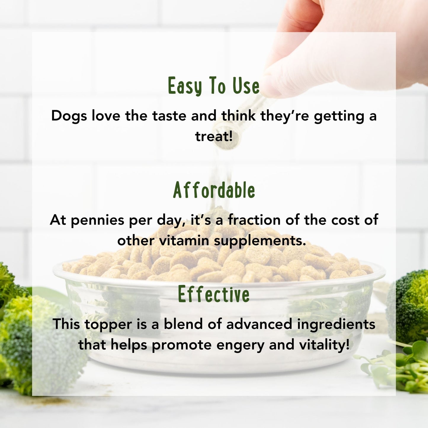 Super-Greens: Vitamin, Mineral & Probiotic Supplement for Dogs with Spirulina, Kelp, Green Tea, Spinach, Chlorella, & Brocolli Sprouts - 90 Scoops