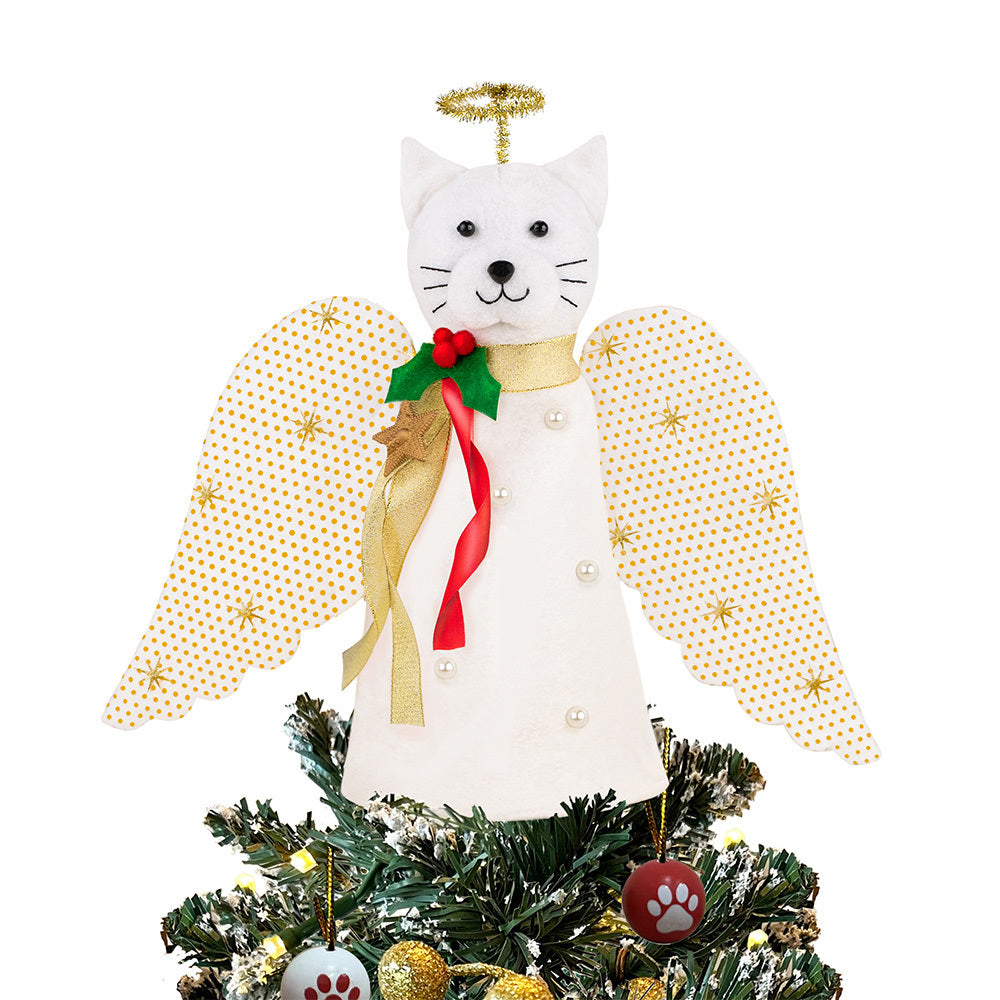 Limited Time Early Bird Offer-A ‘Christmas Miracle’ Angel Cat Tree Topper with Golden Sparkle Lighted Wings - Helps Feed 30 Hungry Shelter Cats in Need