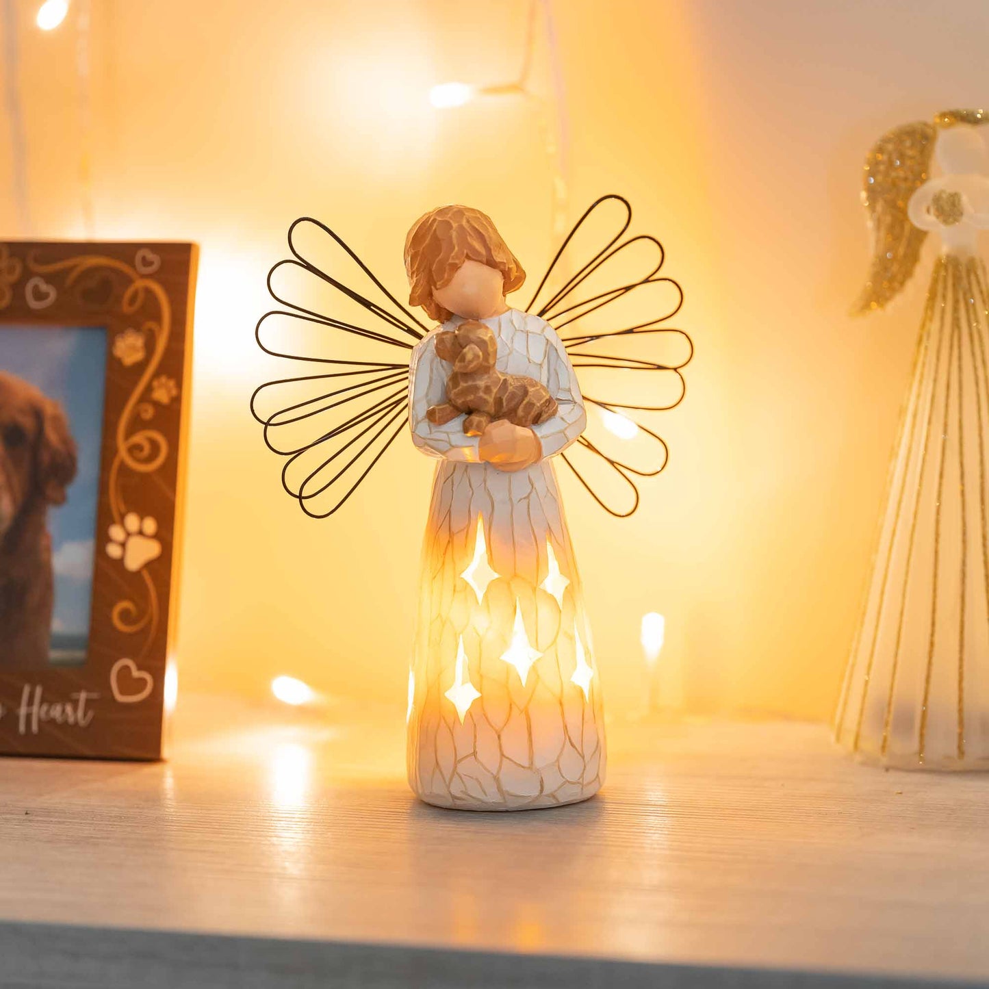 My Guardian Angel Memorial Dog Figurine with Flameless Candle