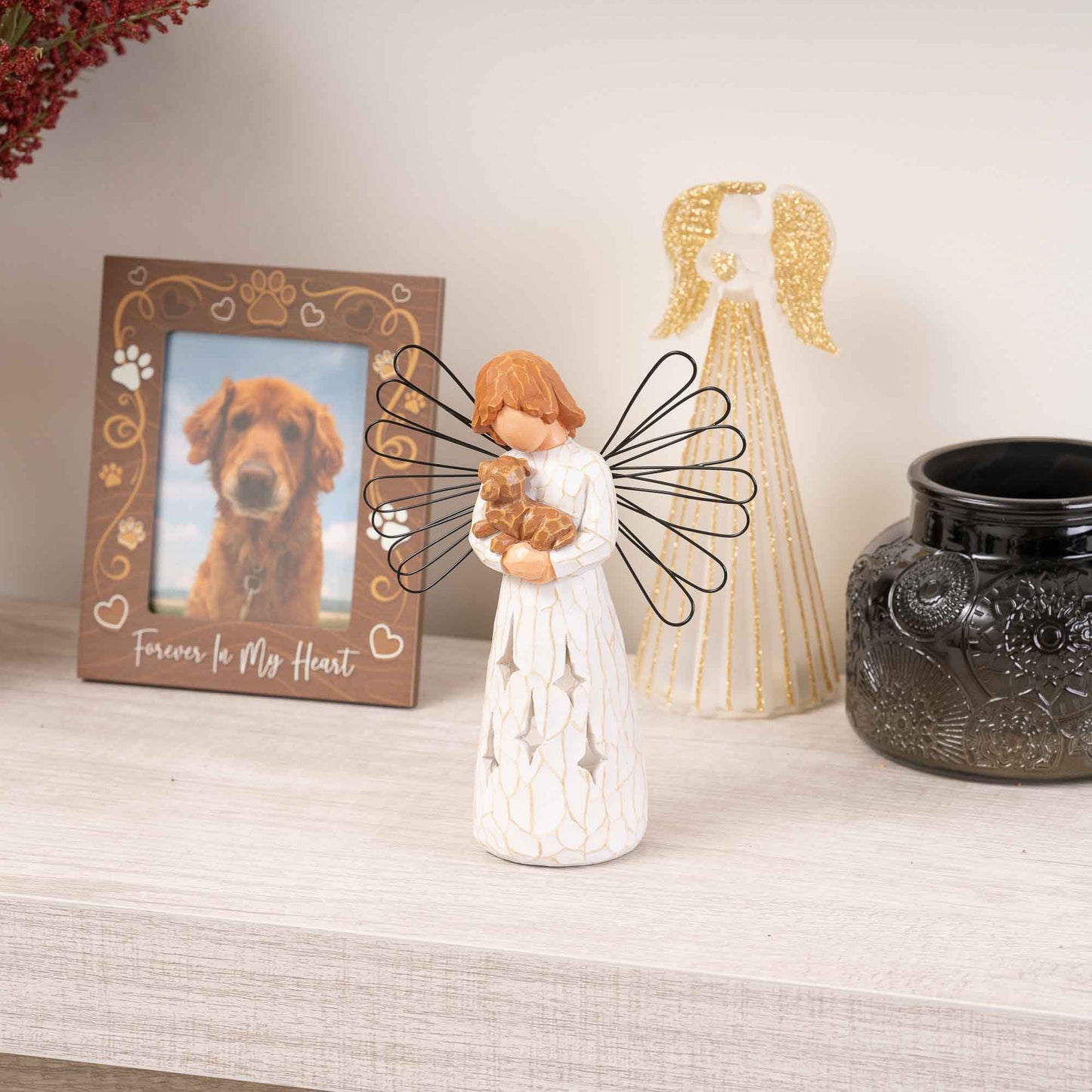 My Guardian Angel Memorial Dog Figurine with Flameless Candle