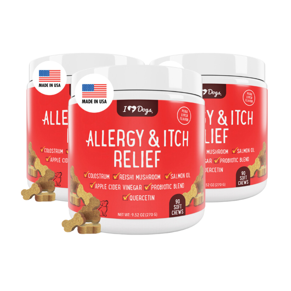 BUY 3 BAGS & SAVE iHeartDogs Allergy & Itch Relief Chews for Dogs