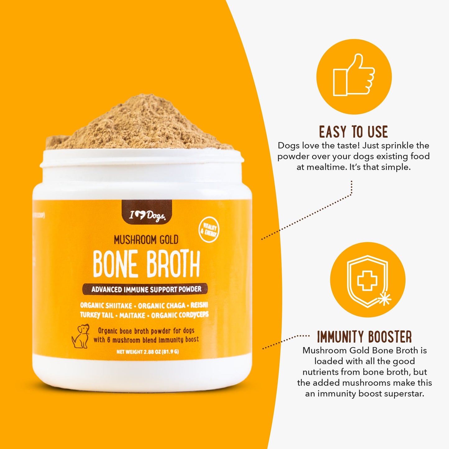 BUY 2 BAGS AND SAVE Mushroom Bone Broth For Dogs Immune Support Powder