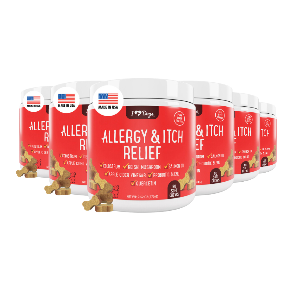 BUY 6 BAGS & SAVE iHeartDogs Allergy & Itch Relief Chews for Dogs