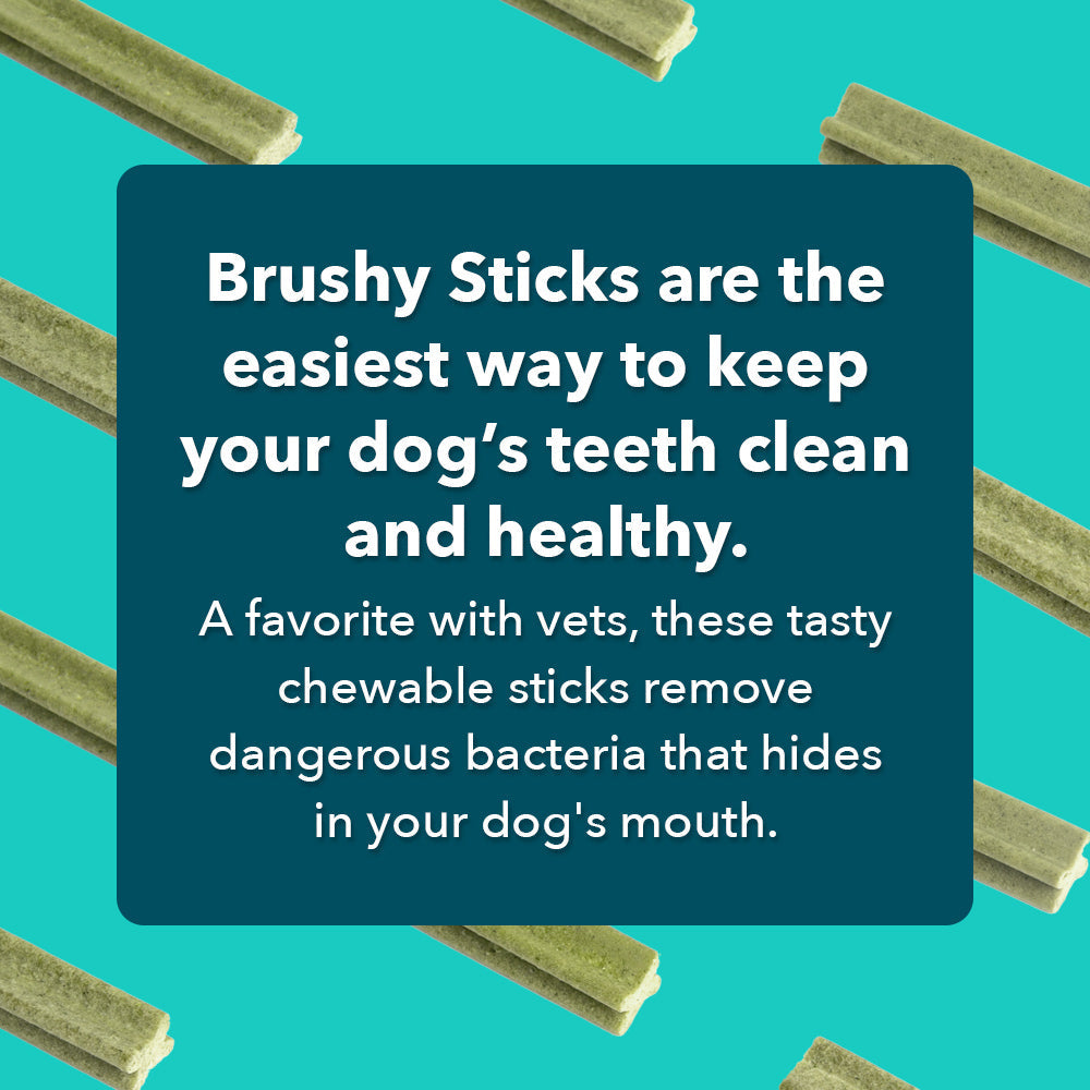 BUY IN BULK & SAVE- 8 BAGS Happy, Healthy™ Brushy Sticks Dental Dog Treats – Dental Chews for Dogs – 30 Large Sticks