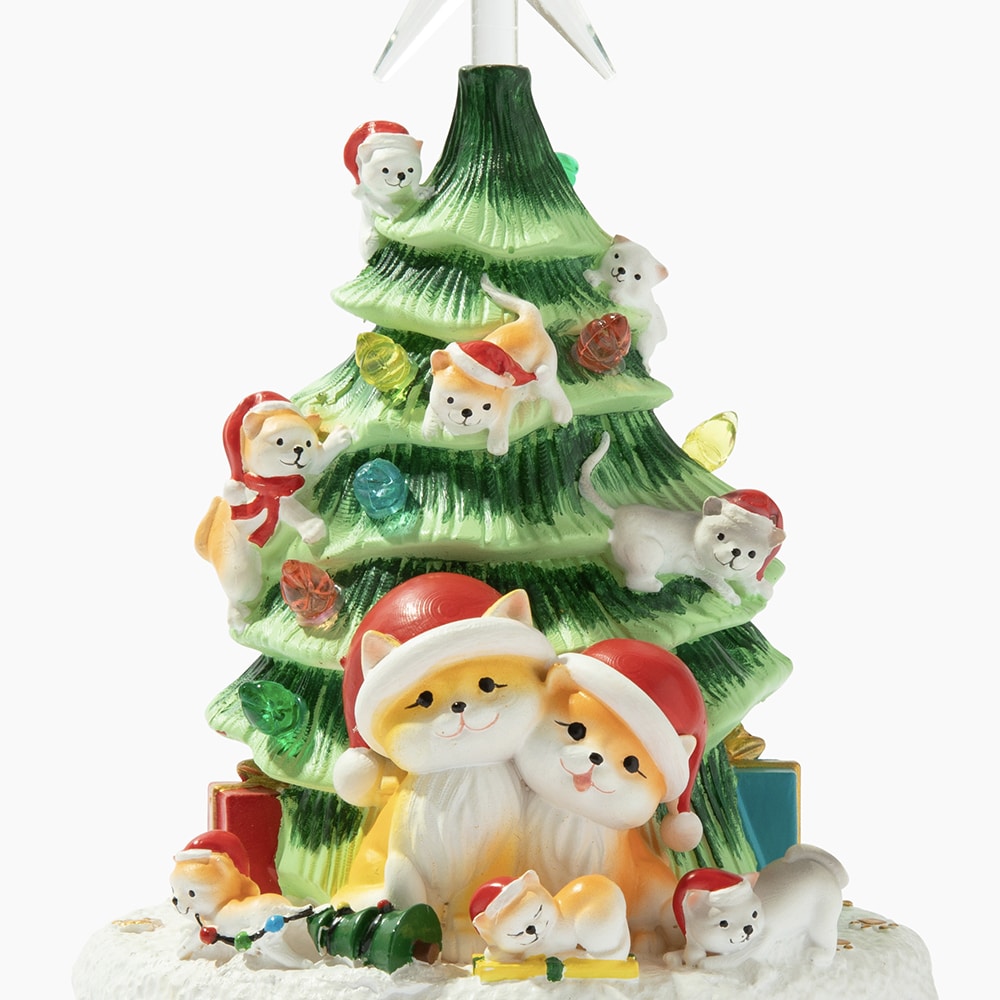 My Christmas Wish Is A Forever Home For Every Cat- Hand Crafted Light Up Resin Christmas Tree