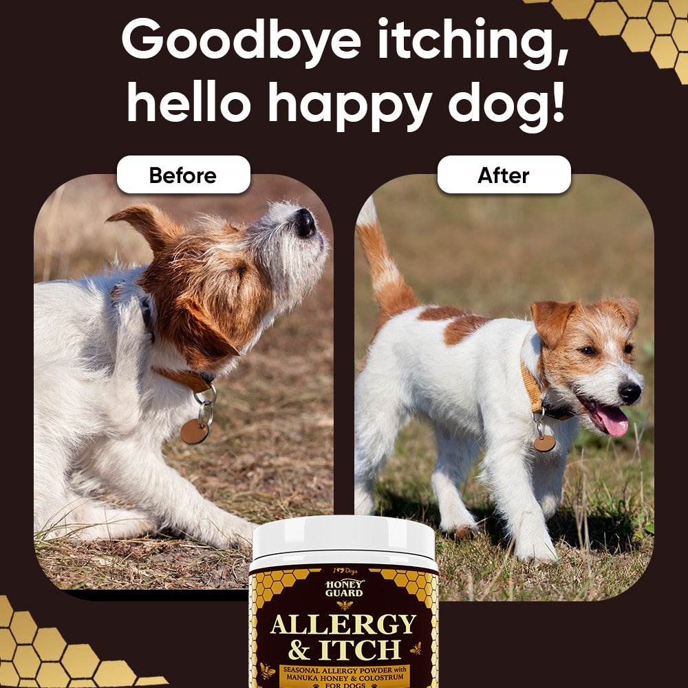 GET A FREE Paw, Nose & Skin Healing Balm with Purchase of 2 Honey Guard™ – Allergy & Itch Omega-3-6-9 Powder Extra Strength with Manuka Honey, Quercetin, Colostrum, Krill Oil and Probiotics