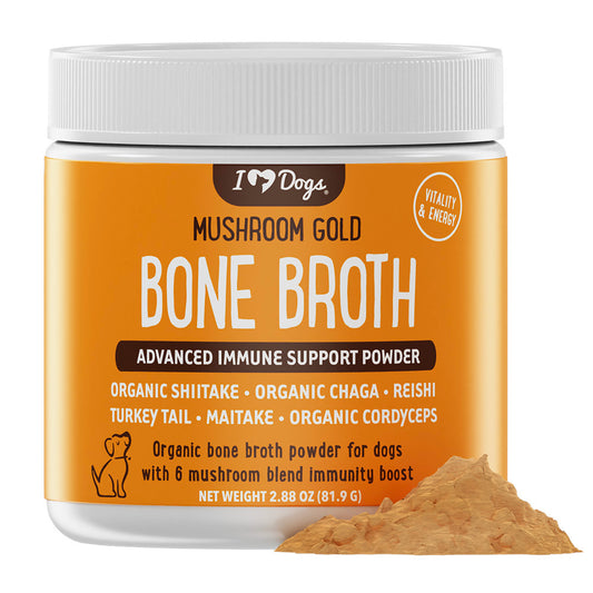 iHeartDogs Mushroom Bone Broth For Dogs Immune Support Powder - 90 scoops