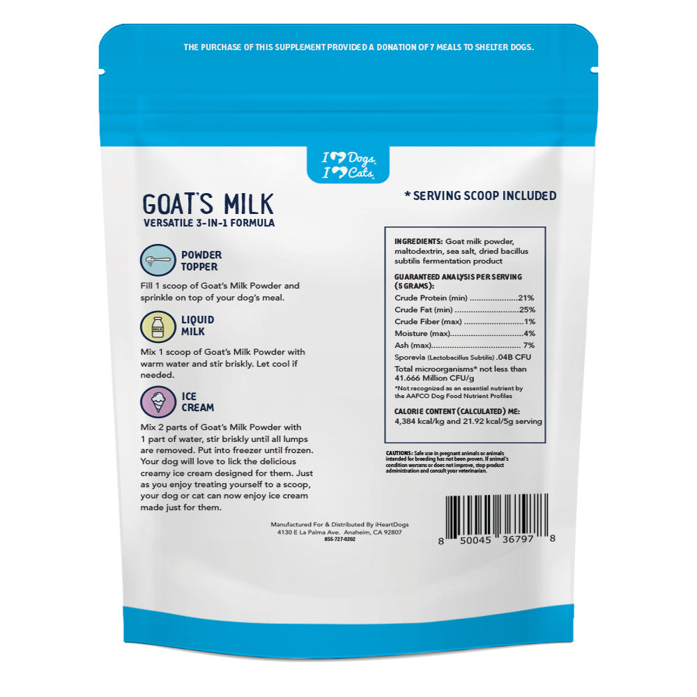 Goat's Milk 3-In-1 Dog Food Topper Boost- Ice Cream - Liquid Milk with Probiotics
