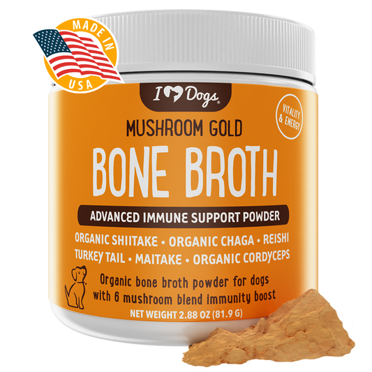 iHeartDogs Mushroom Bone Broth For Dogs Immune Support Powder - 90 scoops