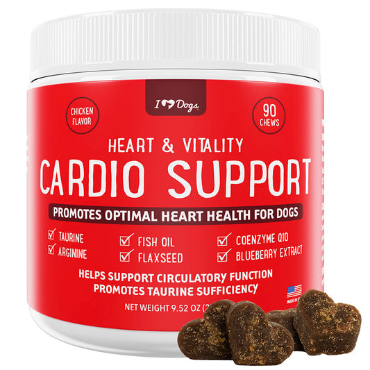 iHeartdogs Heart & Vitality Cardio Support Supplement for Dogs- Anchovy Oil, Taurine, Flaxseed, Arginine, Blueberry Extract, Coenzyme Q10