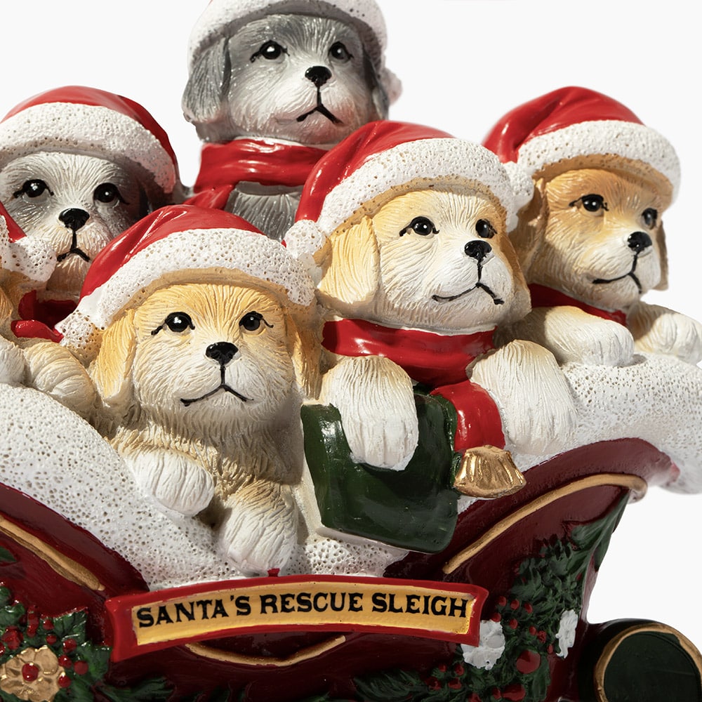 Santa’s Rescue Sleigh Christmas Dog Figurine- Helps Feed Shelter Dogs in Need