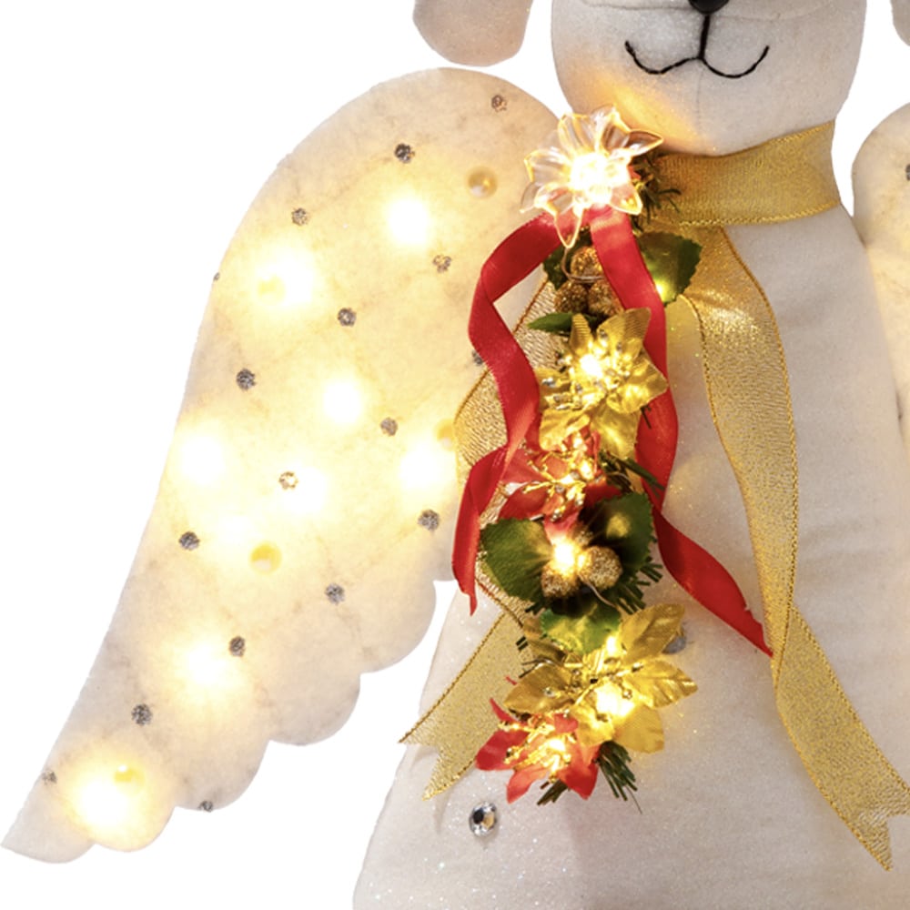 Early Bird Special Offer – A ‘Christmas Miracle’ Angel Dog Tree Topper- Lighted Poinsettia Garland & Wings – Helps Feed 30 Hungry Shelter Dogs in Need