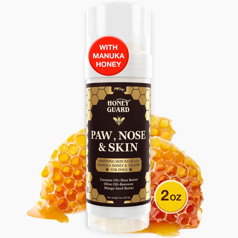 GET A FREE Paw, Nose & Skin Healing Balm with Purchase of 2 Honey Guard™ – Allergy & Itch Omega-3-6-9 Powder Extra Strength with Manuka Honey, Quercetin, Colostrum, Krill Oil and Probiotics
