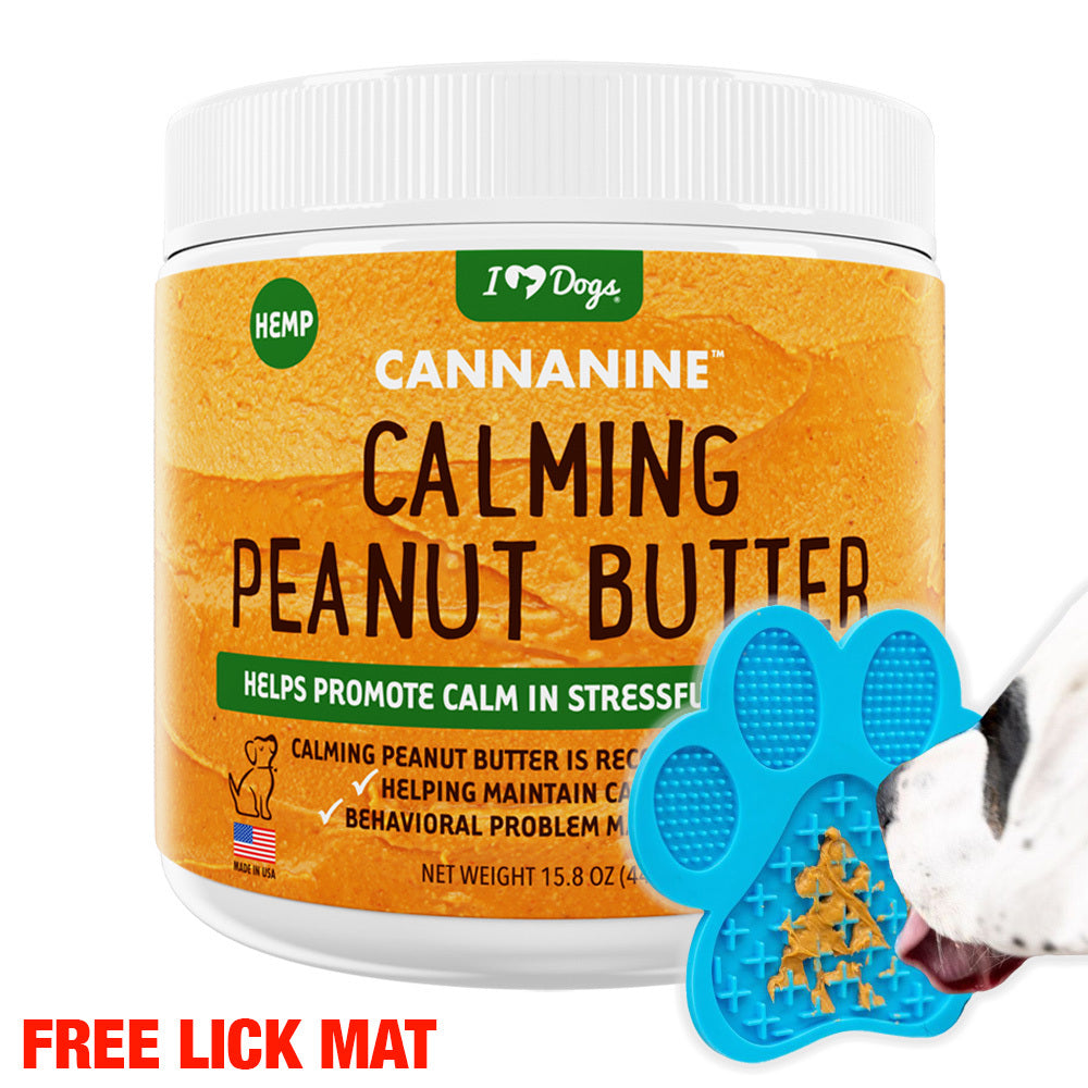 iHeartDogs Hemp Peanut Butter & FREE Boredom Buster Lick Mat- Helps Promote Calm In Stressful Situations