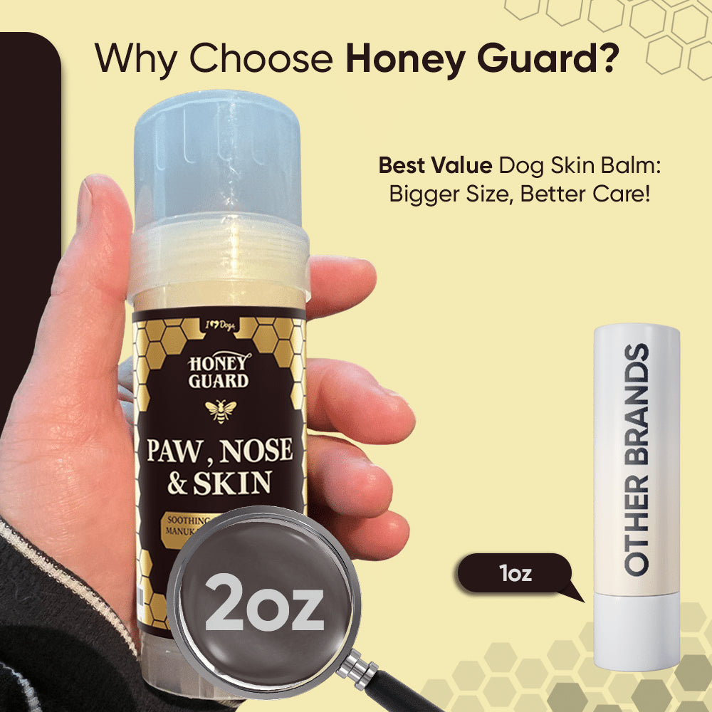 GET A FREE Paw, Nose & Skin Healing Balm with Purchase of 2 Honey Guard™ – Allergy & Itch Omega-3-6-9 Powder Extra Strength with Manuka Honey, Quercetin, Colostrum, Krill Oil and Probiotics