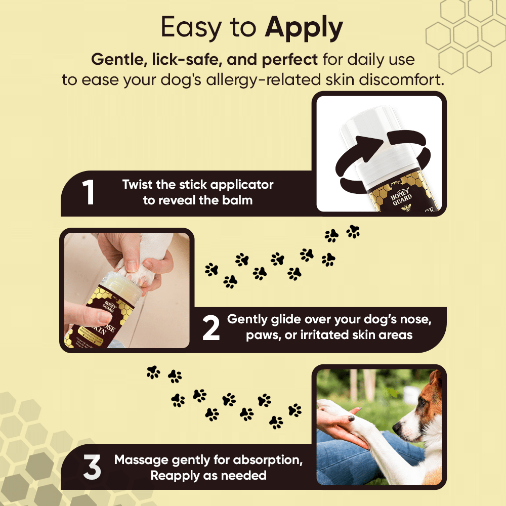 GET A FREE Paw, Nose & Skin Healing Balm with Purchase of 2 Honey Guard™ – Allergy & Itch Omega-3-6-9 Powder Extra Strength with Manuka Honey, Quercetin, Colostrum, Krill Oil and Probiotics