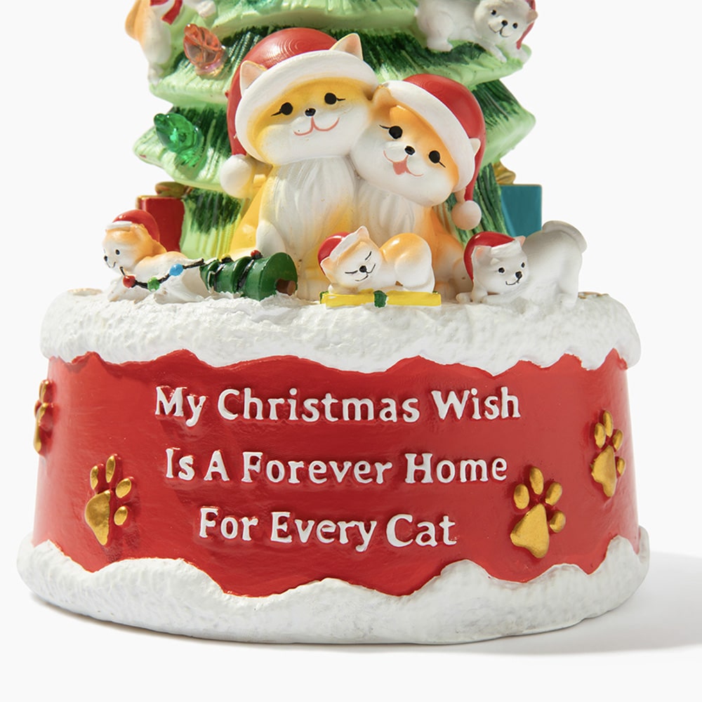 My Christmas Wish Is A Forever Home For Every Cat- Hand Crafted Light Up Resin Christmas Tree