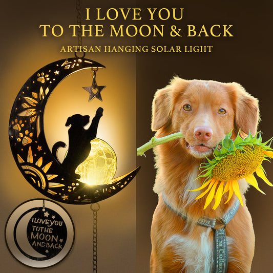 iHeartDogs - I Love You To The Moon & Back- The Ultimate Garden Solar Lantern for Dog Lovers -Faire